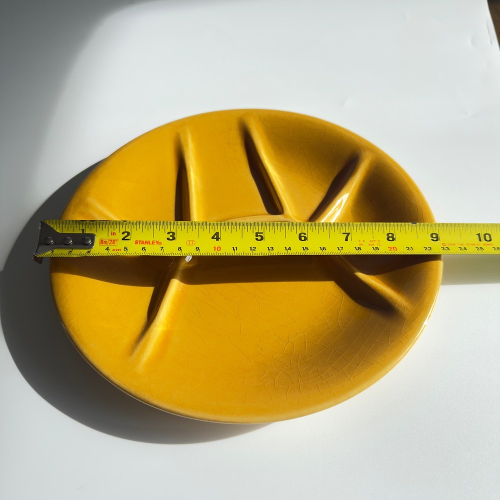 Boch Freres Keratux Divided Plate Ceramic Yellow 9.5in Vintage Belgium MCM - Picture 6 of 9